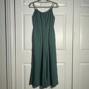 Haute Hippie Style Linen Blend Jumpsuit Romper Women XS Green Wide Leg Pockets